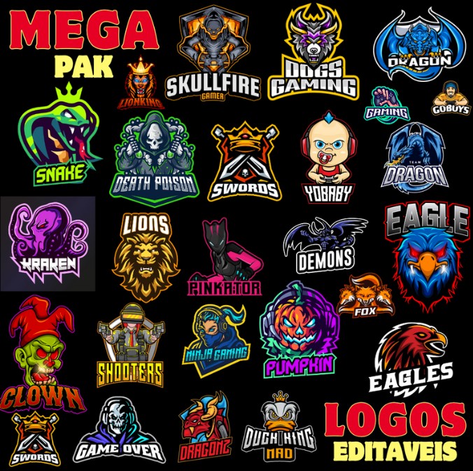 Mega Pack com 165 Logos Gamers